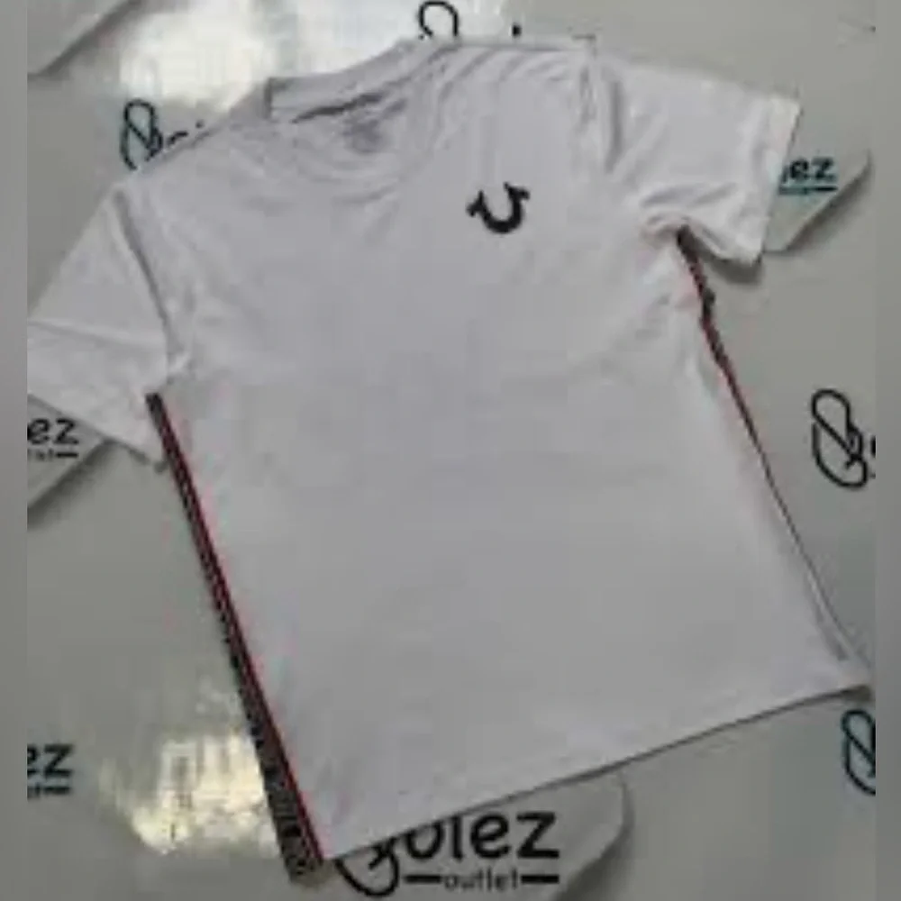 True Religion White Short Sleeve Tee with Black Logo Size XL